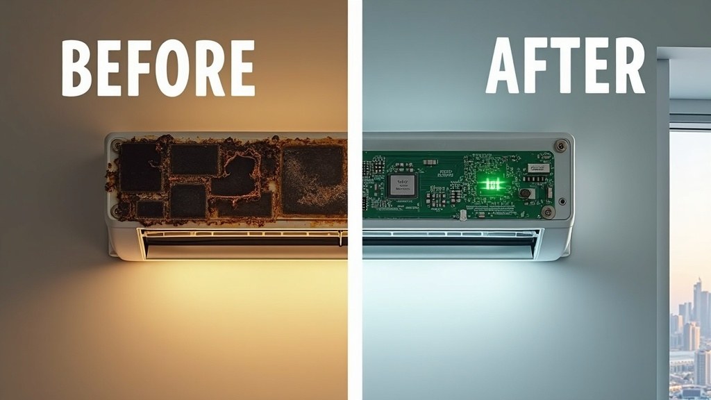 اصلاح مكيفات في دبي — قبل وبعد خدمة رفيق