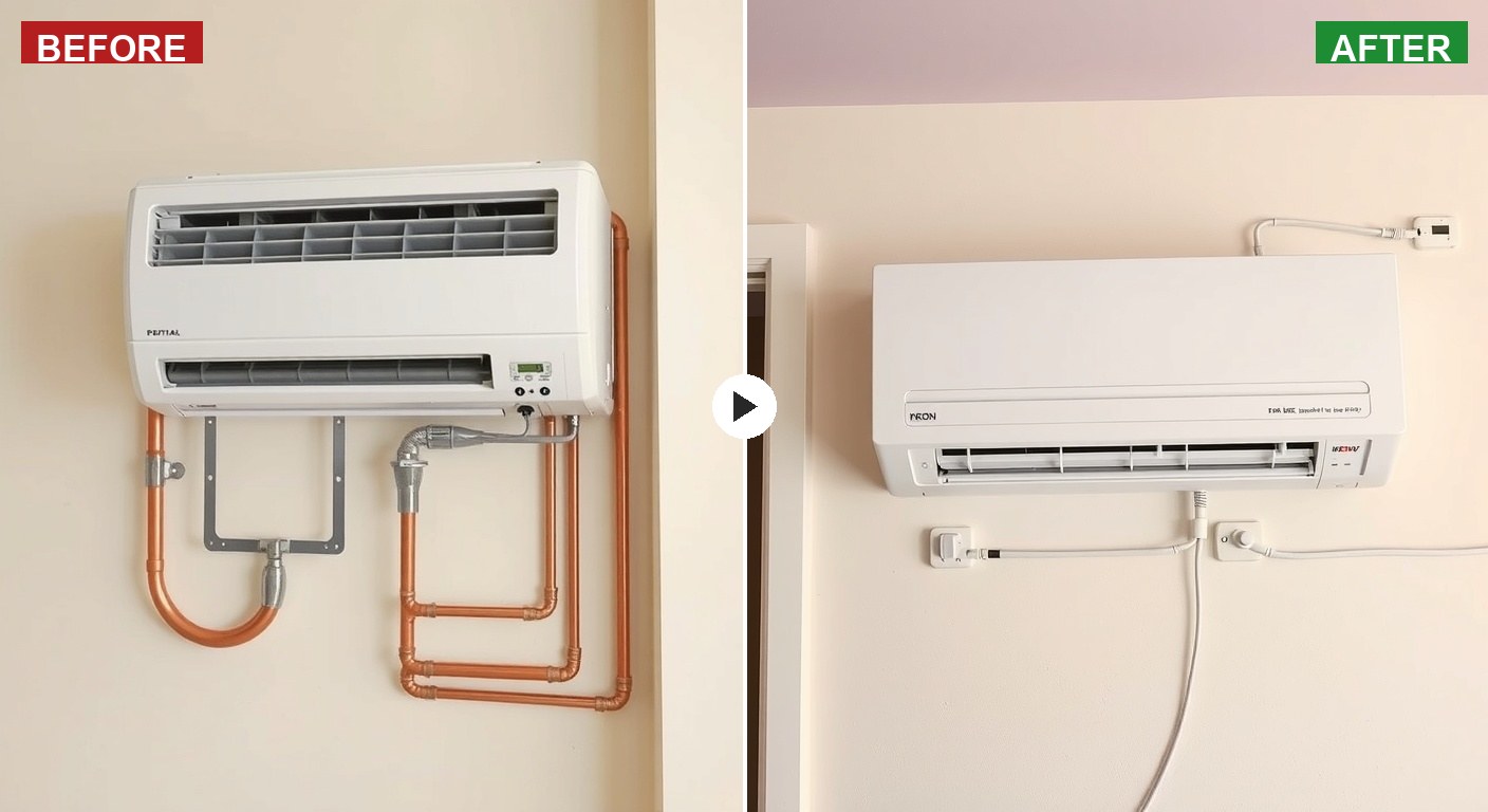 تركيب مكيفات في عجمان — قبل وبعد خدمة رفيق