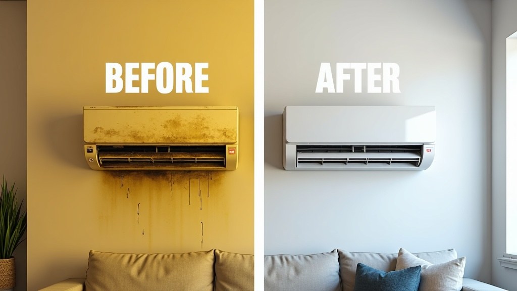 تصليح مكيفات سبلت في أبوظبي — قبل وبعد خدمة رفيق