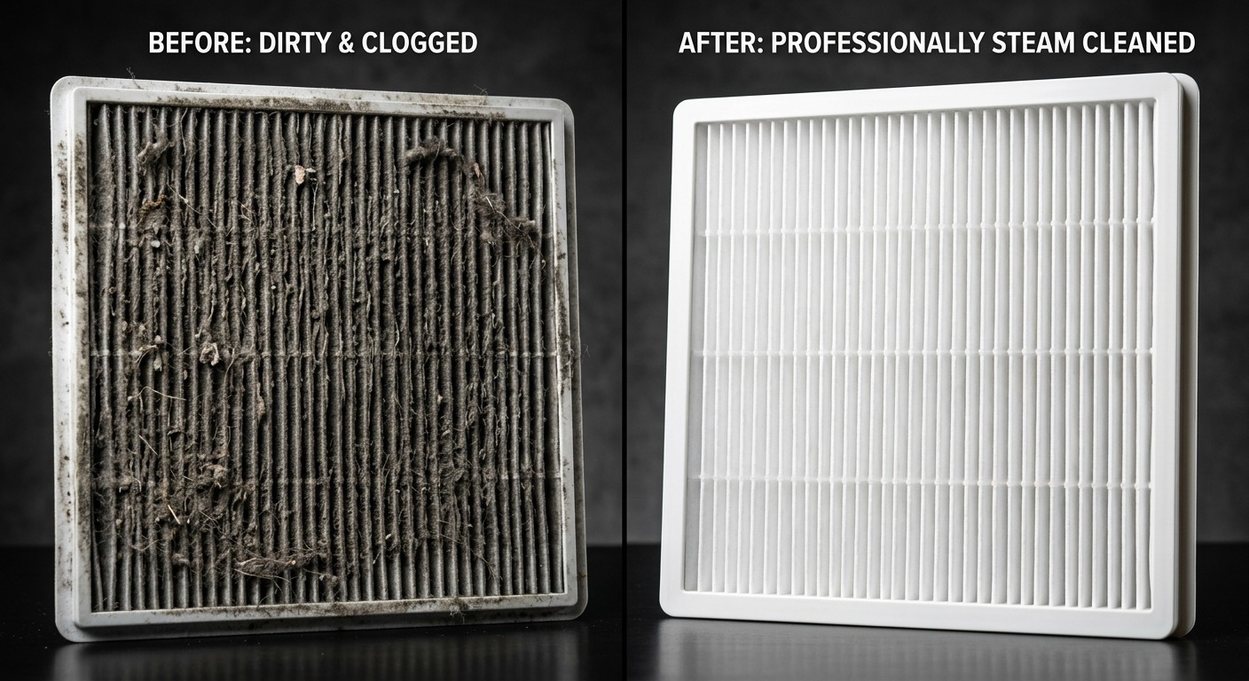 تنظيف مكيفات في أبوظبي — قبل وبعد خدمة رفيق