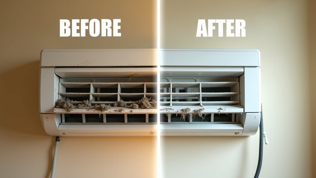 تنظيف مكيفات في الشارقة — قبل وبعد خدمة رفيق