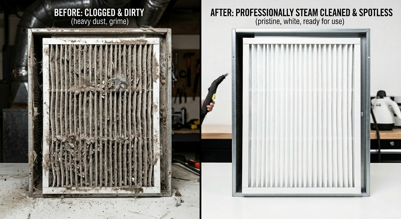 تنظيف مكيفات في دبي — قبل وبعد خدمة رفيق