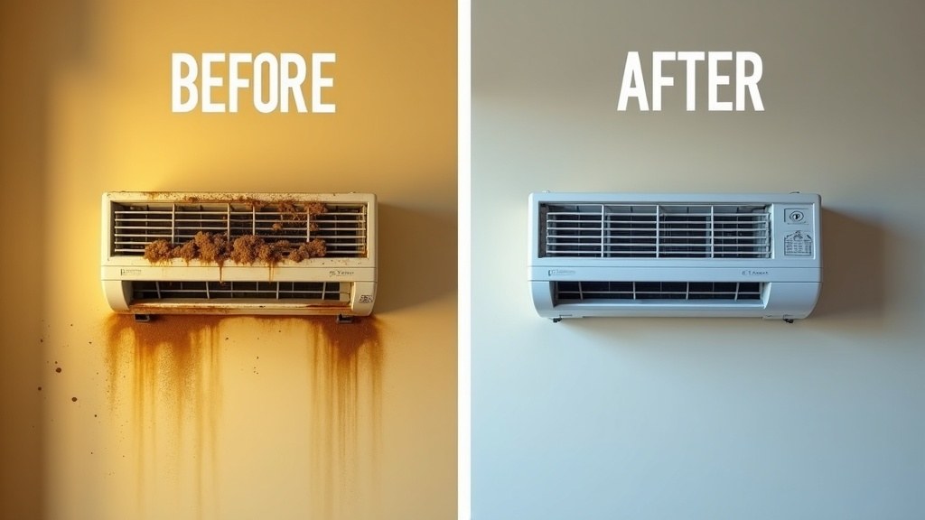 تنظيف مكيفات في عجمان — قبل وبعد خدمة رفيق