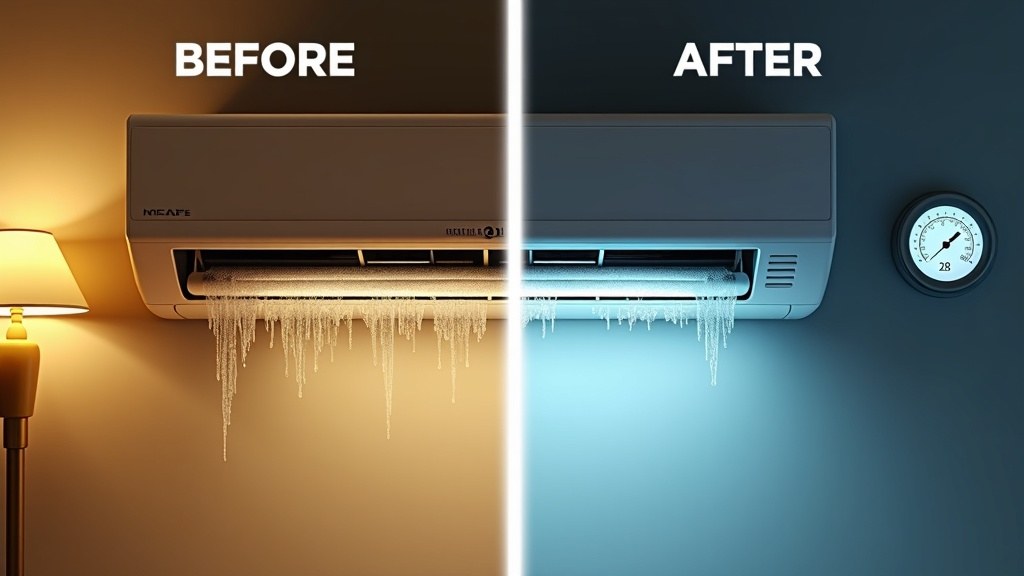 شحن فريون مكيفات في أبوظبي — قبل وبعد خدمة رفيق