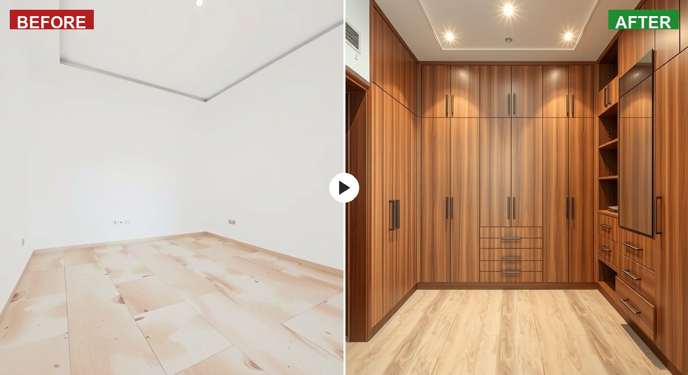 نجارة وديكور في الشارقة — قبل وبعد خدمة رفيق